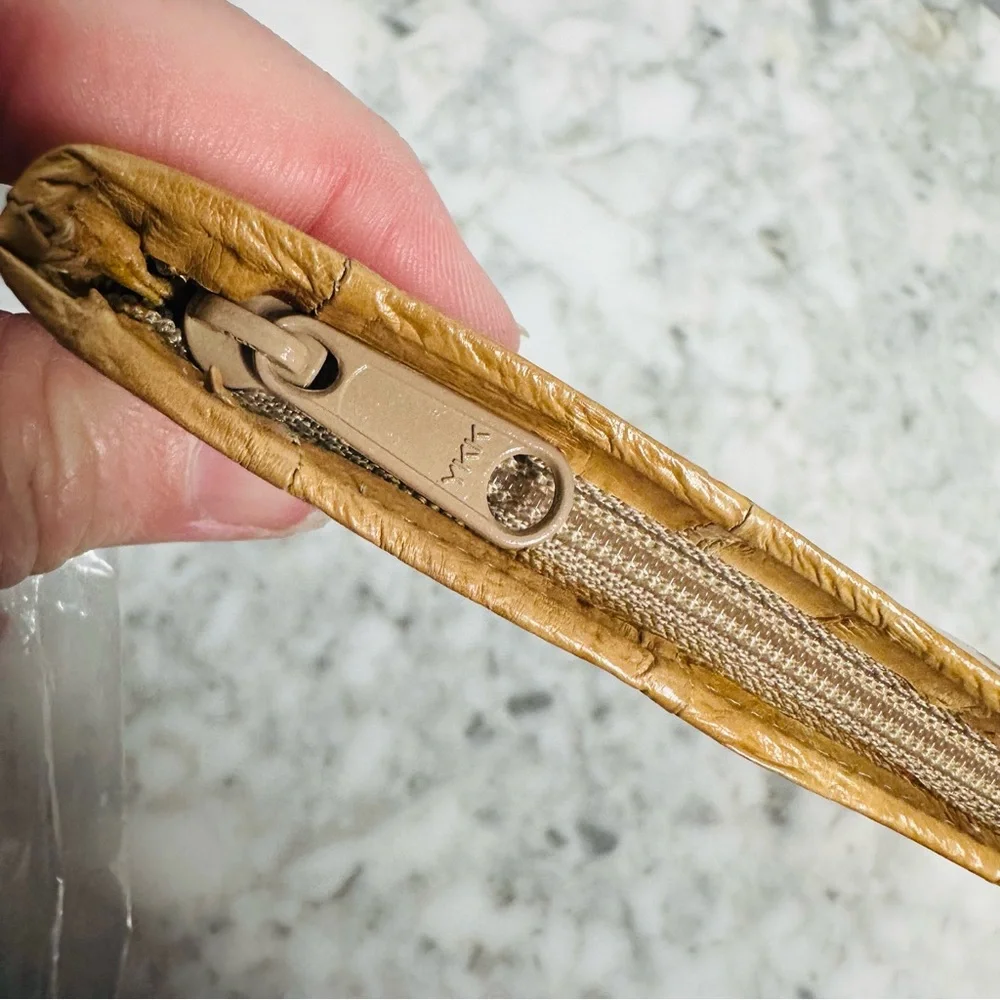 Vintage Eel Skin Zip Pouch or Clutch in Camel